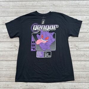 NEW Pokemon Gengar T-Shirt Mens Large Black Short Sleeve Hybrid #94 Ghost Purple